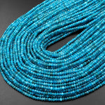 AAA Faceted Natural Blue Apatite 3mm Rondelle Beads Micro Diamond Cut Gemstone 15.5" Strand