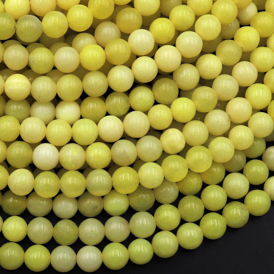 Natural Lemon Jade Round Beads 4mm 6mm 8mm 10mm 15.5" Strand