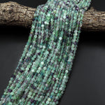 Natural Rainbow Fluorite Faceted 3mm 4mm 5mm Round Beads Micro Faceted Purple Green Gemstone Bead 15.5" Strand