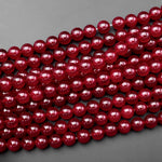 Vibrant Red Jade Smooth Round 4mm 6mm 8mm 10mm 12mm Beads 15.5" Strand