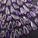 Natural Amethyst Freeform Teardrop Top Side Drilled Freeform Translucent Gemstone Beads 15.5" Strand