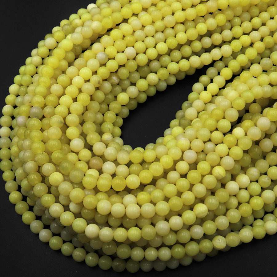 Natural Lemon Jade Round Beads 4mm 6mm 8mm 10mm 15.5" Strand