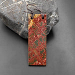Large 2 Hole Pendant Natural Red Creek Jasper Drilled Long Rectangle Flat Focal Bead Aka MultiColor Picasso Jasper