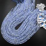 Natural Blue Lace Agate Chalcedony Faceted 3mm 4mm Cube Beads Micro Laser Diamond Cut Gemstone 15.5" Strand