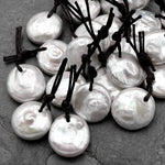 Natural White Coin Pearl Pendant Drilled Focal Bead