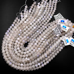 Natural Rainbow Moonstone Round Beads 6mm 8mm 10mm Blue Flashes 15.5" Strand