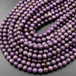Matte Natural Stichtite Beads 4mm 6mm 8mm Smooth Round Beads 15.5" Strand