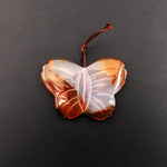 Hand Carved Natural Carnelian Butterfly Pendant Vertically Drilled Gemstone Bead One of a Kind