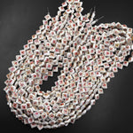 White Pink Cloisonné Diamond Beads 12mm Decorative Floral Enamel 15.5" Strand