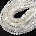 AAA Iridescent Carved Natural White Mother of Pearl Shell Heart Beads 6mm 8mm 10mm 12mm Vertically Drilled 15.5" Strand