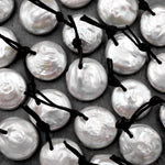 Natural White Coin Pearl Pendant Drilled Focal Bead
