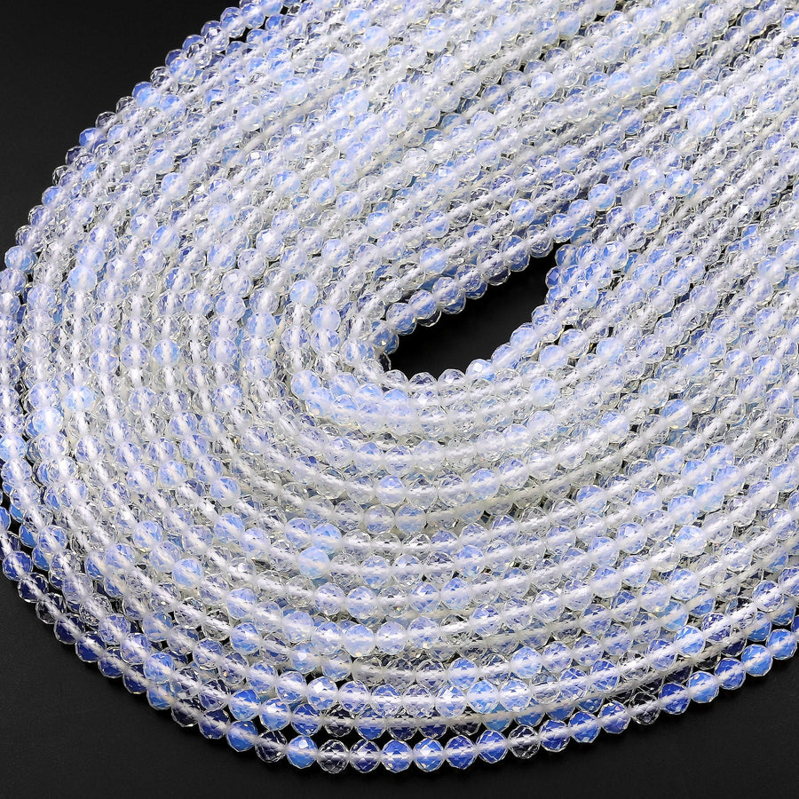 Micro Faceted Opalite Round Beads 2mm 3mm 4mm 15.5" Strand