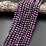Matte Natural Stichtite Beads 4mm 6mm 8mm Smooth Round Beads 15.5" Strand