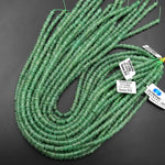 Natural Green Aventurine Tube Cylinder Carved Bamboo Stem Shape 15.5" Strand