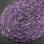 Natural Purple Amethyst 4x2mm Small Thin Smooth Spacer Tube Beads 15.5" Strand