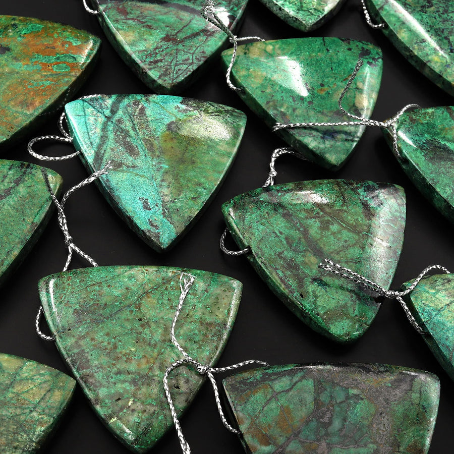 From the Old Arizona Copper Mine~ Natural Chrysocolla Triangle Pendant