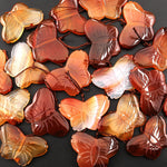 Hand Carved Natural Carnelian Butterfly Pendant Vertically Drilled Gemstone Bead One of a Kind