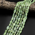 AAA Extra Translucent Natural Prehnite Freeform Oval Nugget Beads 15.5" Strand