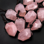 Faceted Natural Madagascar Pink Rose Quartz Point Pendant Side Drilled Gemstone Crystal Pendulum