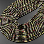Natural Dragon Blood Jasper 4x2mm Small Thin Smooth Spacer Tube Beads 15.5" Strand