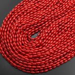 AAA Genuine Red Bamboo Coral Drum Rice Barrel Beads 6x3mm 9x5mm 15.5" Strand