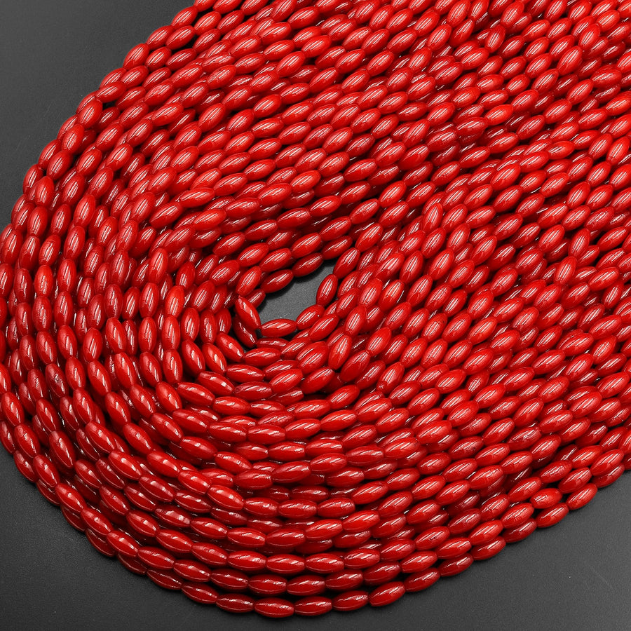 AAA Genuine Red Bamboo Coral Drum Rice Barrel Beads 6x3mm 9x5mm 15.5" Strand