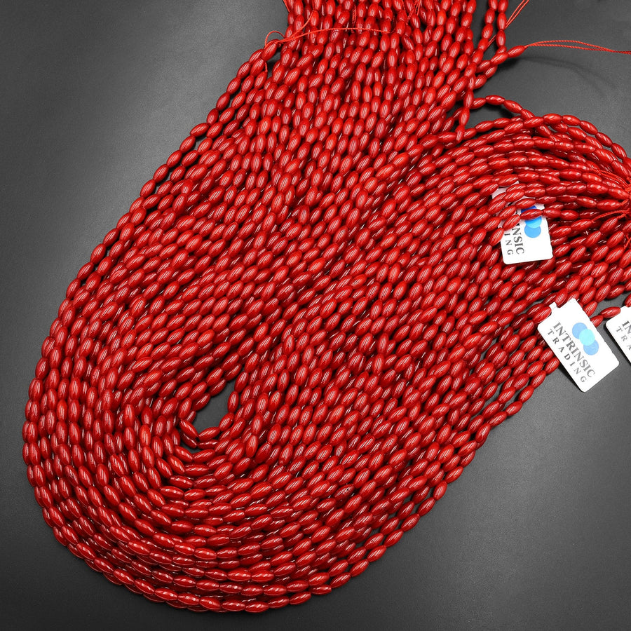 AAA Genuine Red Bamboo Coral Drum Rice Barrel Beads 6x3mm 9x5mm 15.5" Strand