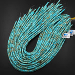 Aqua Terra Jasper Smooth Tube Cylinder Beads Aka Blue Turquoise Impression Jasper 15.5" Strand