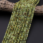 Faceted Natural Green Garnet Rondelle 3mm 4mm Gemstone Beads 15.5" Strand