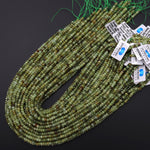 Faceted Natural Green Garnet Rondelle 3mm 4mm Gemstone Beads 15.5" Strand