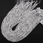 AAA Faceted Natural Howlite 4mm Round Beads 15.5" Strand
