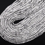 AAA Faceted Natural Howlite 4mm Round Beads 15.5" Strand