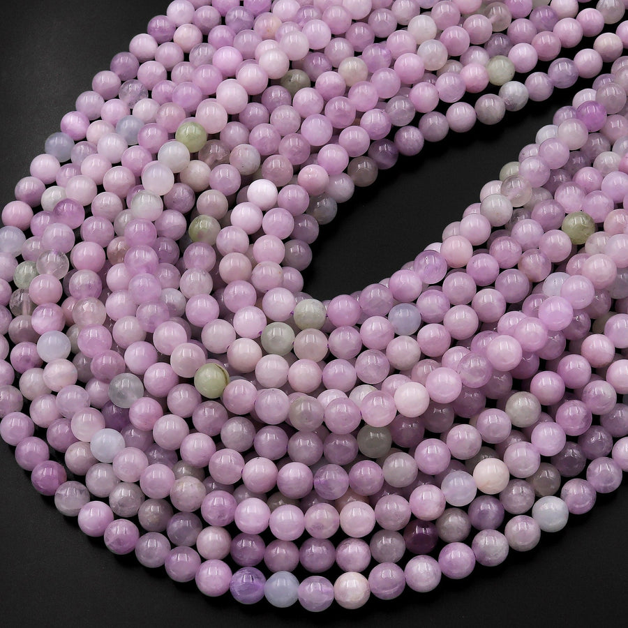 Natural Violet Purple Pink Green Kunzite 6mm Round Beads Gemstone 15.5" Strand
