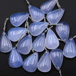 AAA Natural Blue Chalcedony Teardrop Pendant Bead Drilled Gemstone