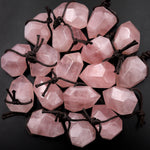 Faceted Natural Madagascar Pink Rose Quartz Point Pendant Side Drilled Gemstone Crystal Pendulum