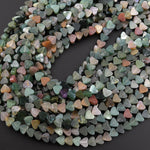 Natural Indian Agate Carved Heart Beads 6mm Gemstone 15.5" Strand