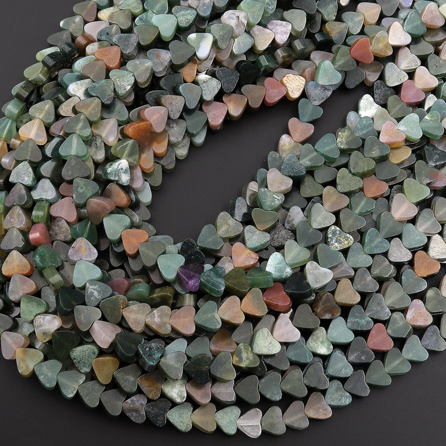 Natural Indian Agate Carved Heart Beads 6mm Gemstone 15.5" Strand