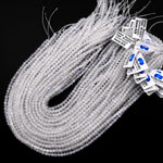 Natural Rainbow Moonstone 4mm Faceted Round Beads Translucent Gemstone 15.5" Strand