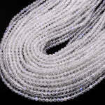 Natural Rainbow Moonstone 4mm Faceted Round Beads Translucent Gemstone 15.5" Strand