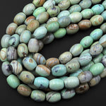 Seafoam Green Brown Aqua Terra Agate Drum Barrel Beads Aka Dragon Eye Agate 13.5" Strand
