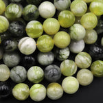 Natural Variegated Green Serpentine Jade Round Beads 4mm 6mm 8mm 10mm Gemmy Natural Jade 15.5" Strand