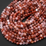 AAA Faceted Natural Red Hematoid Lepidocrocite Quartz 6mm 8mm 10mm Round Beads Rare Red Quartz Crystal Powerful Energy Stone 15.5" Strand