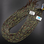 Natural Dragon Blood Jasper 4x2mm Small Thin Smooth Spacer Tube Beads 15.5" Strand