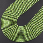 Natural Green Peridot 2mm Round Beads Real Genuine Gemstone 15.5" Strand