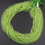 Natural Green Peridot 2mm Round Beads Real Genuine Gemstone 15.5" Strand