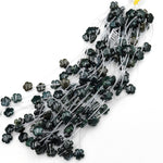Natural Dark Green Indian Agate Carved Cherry Blossom Flower Gemstone Beads 15mm