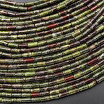 Natural Dragon Blood Jasper 4x2mm Small Thin Smooth Spacer Tube Beads 15.5" Strand