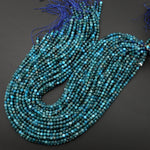 Natural Blue Apatite 2mm 4mm Faceted Round Beads Micro Faceted Laser Diamond Cut Gemstone 15.5" Strand