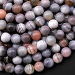 AAA Natural Botswana Agate 4mm 6mm 8mm 10mm 12mm Round Beads Vivid Veins Bands 15.5" Strand