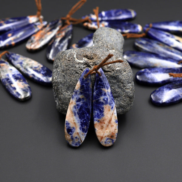 Natural Multicolor Sodalite Teardrop Earring Pair Matched Gemstone Beads A1